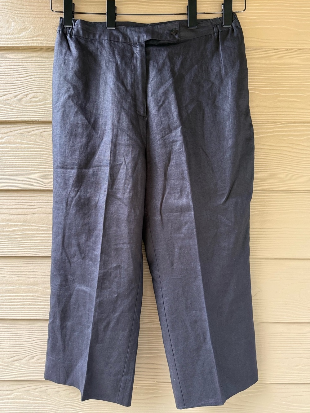 La Rea Collection Women's Black Linen Lined Wide Leg Pockets Pants Size 1X